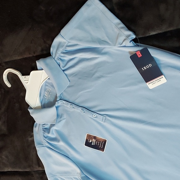 Girls Izod School Uniform Short Sleeve Polo Shirt - Light Blue - Picture 2 of 7